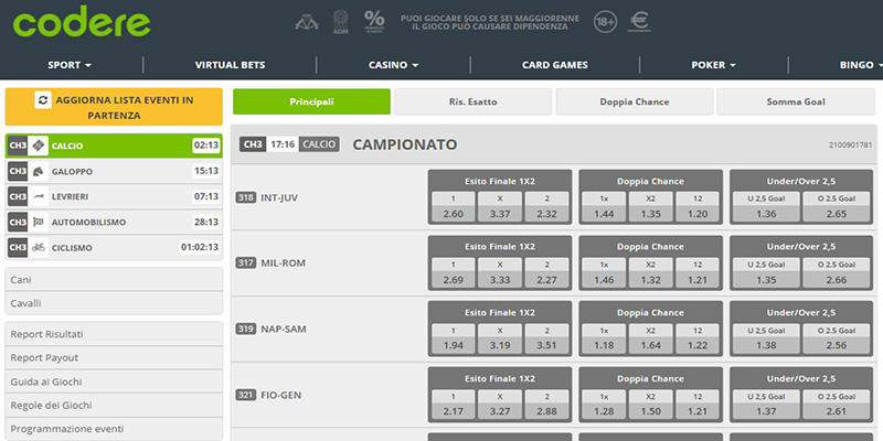 codere scommesse virtuali